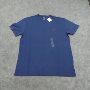Polo Ralph Lauren  T Shirt Mens‎ Small V Neck Rustic Navy Blue Red Pony Cotton U